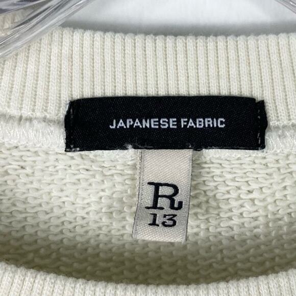 NWOT R13 FTS Sweatshirt XS Oversized Ecru/White Colorful-Graphic Distressed - Picture 4 of 10